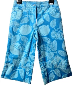 Lilly Pulitzer Cropped Capri Pants 4 4T Monarch Butterfly Blue Beach Cruise Play - Picture 1 of 6