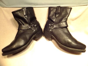 Unbranded Vtg Black Leather Harness Boot Women 10C Men 8C SUPER NICE - Picture 1 of 8