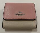 Coach Chalk/powder Pink Multi Small Trifold Wallet In Colorblock-nwt