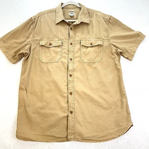 OLD NAVY Canvas Work Shirt Size XL Tan Button Up 100% Cotton Short Sleeves - Picture 1 of 12