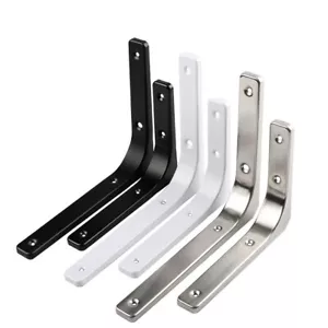 Stainless Steel L Shaped Wall Mounted Shelf Brackets Reinforcement Wall Support - Picture 1 of 38