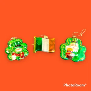 Lot of 3 Irish Glass Christmas Ornaments Bronner's - Picture 1 of 11