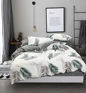 Evergreen Print 100% Cotton Bedding Set:3pc/5pc Duvet Cover Set or 4pc Sheet Set - Picture 1 of 6