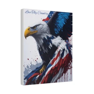 4th Of July Eagle Splash Art Independence Day Gift Matte Canvas Stretched, 0.75" - Picture 1 of 5