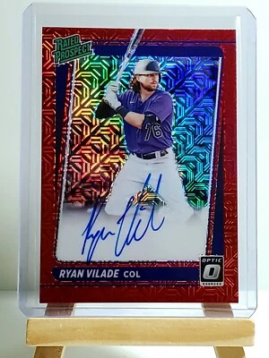 Ryan Vilade 2021 Donruss Optic Rated Prospect Red Mojo Prizm Auto 43/99 Rockies - Image 1 of 2
