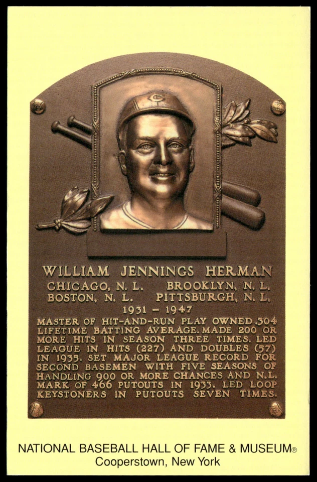 2006 William Herman Elected 1975 National Baseball Hall of Fame Postcard - Image 1 of 2