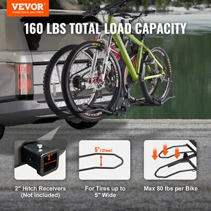 VEVOR 2 E Bike Rack Bicycle Holder Carrier Car SUV Rear Hitch Mount Fold Stand - Picture 1 of 12