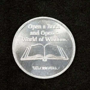 Wachovia Bank BOA Libros Sabiduría Curiosa Mariposa Aluminio Ficha Moneda Dobleon - Imagen 1 de 4