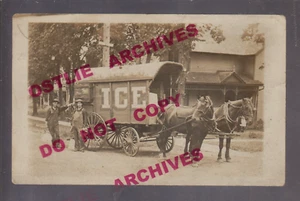 Oelwein IOWA RPPC c1910 C.C. ICE CO. DELIVERY WAGON Icemen Tongs ICEMAN IA - Picture 1 of 4