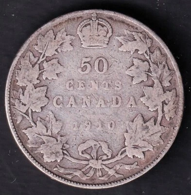 Canada 1910 50c Silver Half Dollar King George V .925 Silver - Image 1 of 2