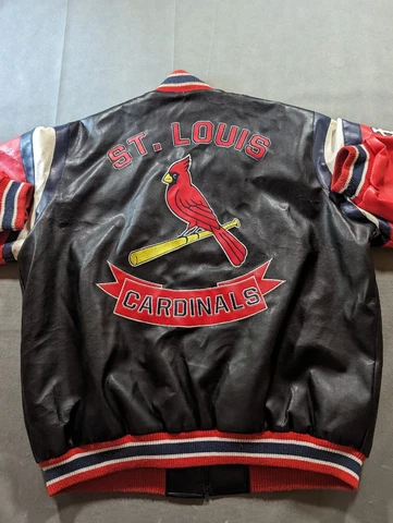 St. Louis Cardinals Jacket Men's 2XL XXL Black Faux Leather G III Distressed Cover