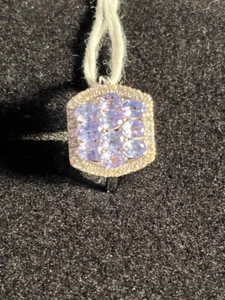 Cluster-Ring Tansanit & weißer Zirkon - Bild 1 von 4