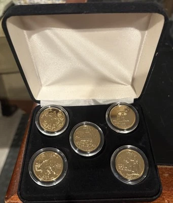 2008 P Statehood Gold Plated Quarters: Arizona,New Mexico,Hawaii,Oklahoma,Alaska - Image 1 of 4