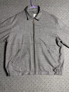 Oliver Ridley Wool Full Zip Jacket Herringbone Men’s Size Large Gray - Picture 1 of 14