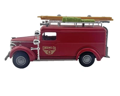 Vintage 1937 GMC Van Engine Co 9 Fire Truck Diecast Model Red Ladder Collectible - Image 1 of 4