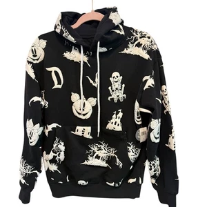 Disney Parks Erwachsene XS Glow In the Dark Mickey Mouse Totenkopf Halloween Hoodie 2024 - Bild 1 von 2
