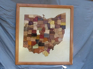 wood map,Ohio,art,home,office,hardwood,exotic wood,carving,wood working,intarsia - Picture 1 of 3