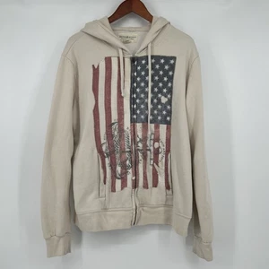 Ralph Lauren Denim & Supply Sudadera con Capucha Hombres XL Marfil Cremallera Completa EE. UU. Bandera Americana Y2K - Imagen 1 de 13