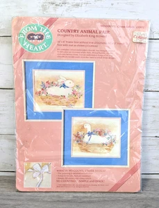 Dimensions From The Heart Country Animal Pair Cross Stitch Kit #53907 Duck Bunny - Bild 1 von 5