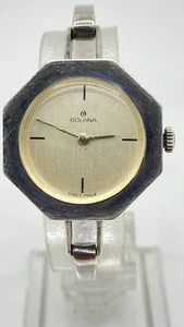 ladys sterling silver GOLANA mechanical 17 jewel watch bracelet Works  Great - Picture 1 of 18