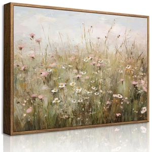 Framed Vintage Wildflower Wall Art Retro Botanical Floral Prints Country Fiel... - Foto 1 di 6