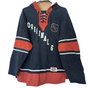 Felpa con cappuccio nera originale 6 Six NHL Old Time Hockey Rafters Collection taglia L *Leggi - Foto 1 di 13