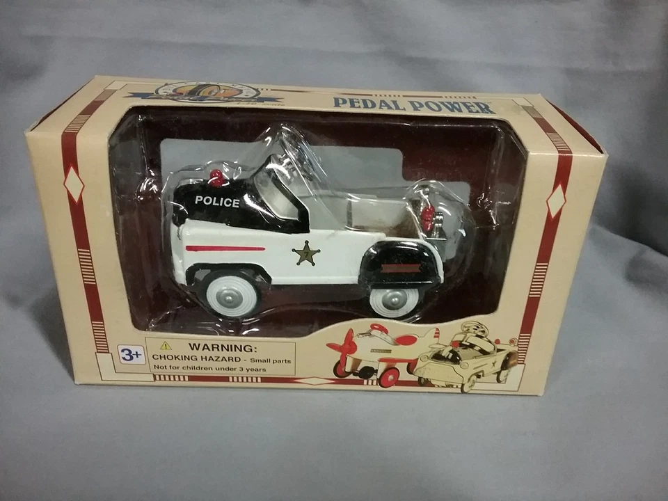 Golden Wheel Diecast Pedal Power Black & White Police Car 1/10 Scale New in Box - Image 1 of 4