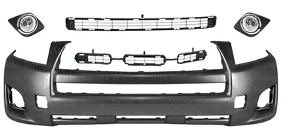 前保险杠盖法西斯和雾灯总成套件适用于 2009 - 2012 年丰田 RAV4 — 第 1/4 张图片