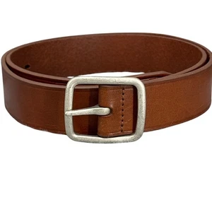 Banana Republic Brown Leather Silver Buckle 1.25" Wide Classic Jean Belt 32" - Picture 1 of 11