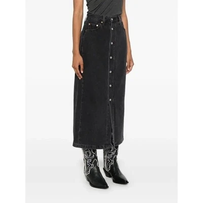 Levi's Buttoned Denim Midi Skirt in Can We Pretend Black Size 26 NWT Western - Image 1 of 4