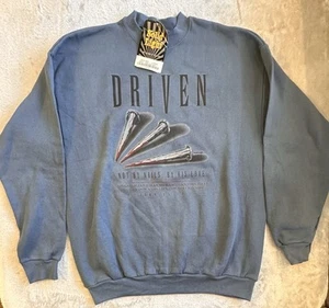 Sweatshirt 90s Vintage NWT Driven Not By Nails By His Love Jesus Crew Large Gray - Picture 1 of 8
