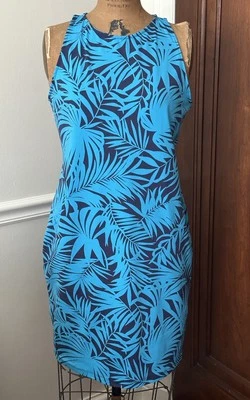 NEW Tori Richard  Tropical Turquoise Blue Miriam Midi Dress Large TAGS! - Image 1 of 4