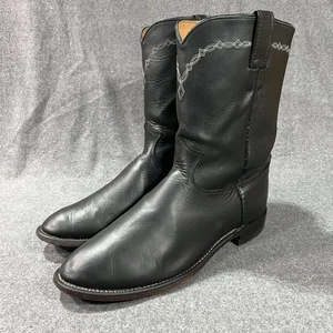 Justin Brock Roper 3233 Westernstiefel Herren 11 D schwarz Leder zum Überziehen Cowboy - Bild 1 von 17