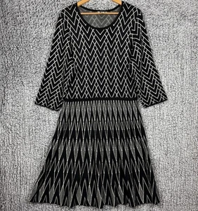 Cato Black and White Sweater Dress Women's Size 18/20 3/4 Sleeve Midi - Picture 1 of 13