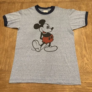 Vintage 80s Disney Character Fashions Mickey Mouse Ringer Blue T-Shirt Medium - Picture 1 of 14