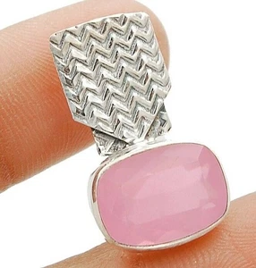 Natural Rose Quartz 925 Solid Sterling Silver Pendant Jewelry 1" Long @B14-6 - Picture 1 of 1