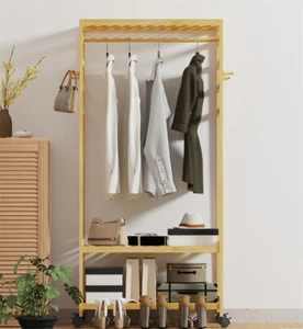 Mobiler Garderobenschrank Garderobenständer auf Rollen Kleiderschrank Garderobe - Bild 1 von 23