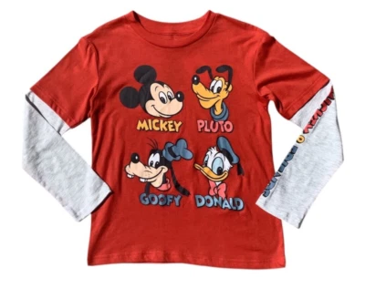 Camisa Disney Mickey Mouse & Friends Talla 7/8 Niños Rojo Naranja Tejida Nueva con Etiquetas Foto 1 de 3