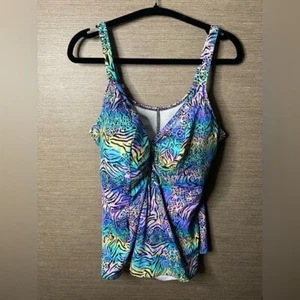 Tankini savana elettrica Elomi savana modellata con scollo regolabile zebrato taglia us 18 - Foto 1 di 11