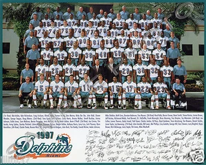 1997 MIAMI DOLPHINS FOOTBALL 8X10 TEAM PHOTO MARINO JIMMY JOHNSON - Picture 1 of 1