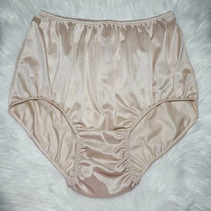 Vintage Silky Nylon Panty Sissy Beige Granny Sheer Brief Size 9-10 Hip 46-50" - Picture 1 of 19