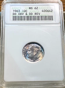 1963 Double Die Obverse & Reverse Roosevelt 10c ANACS MS62 Best Price Ebay* CHRC - Picture 1 of 2