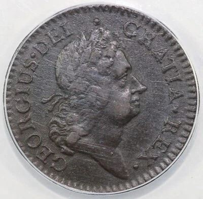 1723 1/2p W-12850 Woods Hibernia Colonial Half Penny ANACS VF 30 - Image 1 of 4