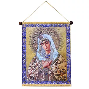 Extreme Demut of Mary - hängende Wandteppich-Ikone, 14 Zoll hoch inklusive Aufhänger - Bild 1 von 1