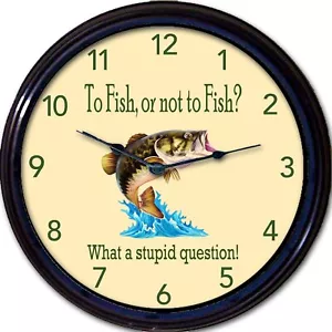 Angeln Wanduhr zum Fischen oder nicht zum Angeln? Was für eine dumme Frage! "Bass 10" - Bild 1 von 1