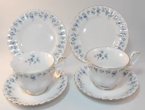 2 Royal Albert Memory Lane Trios Tassen Untertassen Beilagen c1990er Jahre Top - Bild 1 von 14