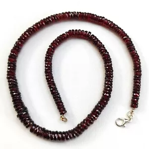 Collar de 17,5" con cuentas facetadas en forma de Heishi de piedras preciosas de granate natural de 5 a 8 mm - Imagen 1 de 6