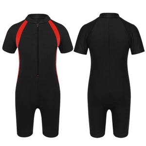 Kids Girls One Piece Short Sleeves Rash Guard Shorty Unitard Swimsuits Beachwear - Picture 1 of 82