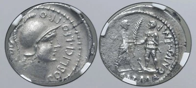 [POMPEY] Gnaeus Pompey Jr. as Imperator NGC AU 4/5 2/5 48 BC AR Denarius 21mm 73 - Image 1 of 4