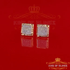 10K Real Yellow Gold Real Diamond 0.15CT Men's/Women's Stud Micro Earring - Picture 1 of 12